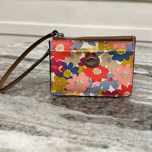 COACH Peyton Floral Wristlet Wallet, Card Holder, ID Card Wallet